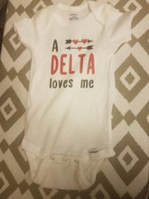 Load image into Gallery viewer, A Delta Loves Me Baby Body Suit Delta Sigma Theta Baby Body Suit
