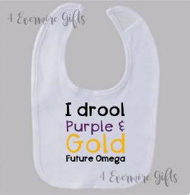I Drool Purple and Gold Future Omega Bib